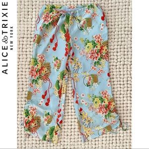Alice & Trixie Drawstring 100% Silk Pants Sz. S